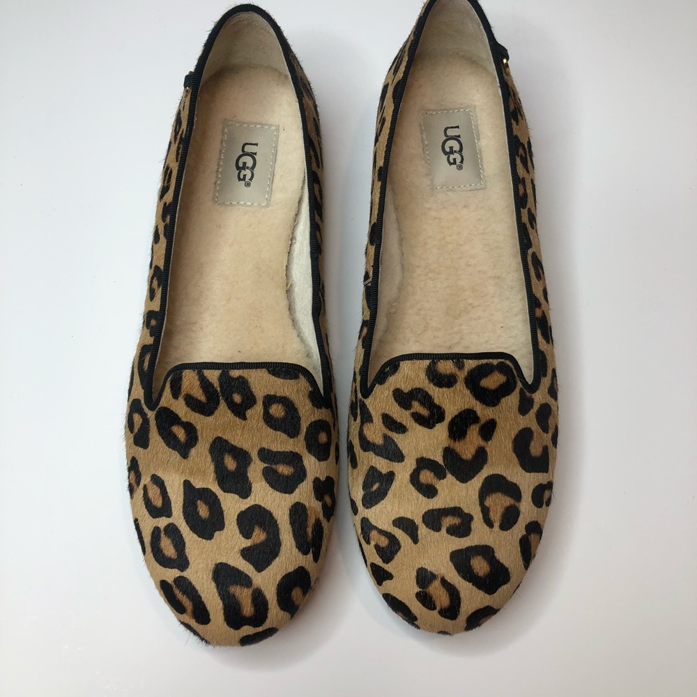 Ugg “Blyss”Leopard spot calf hair flat